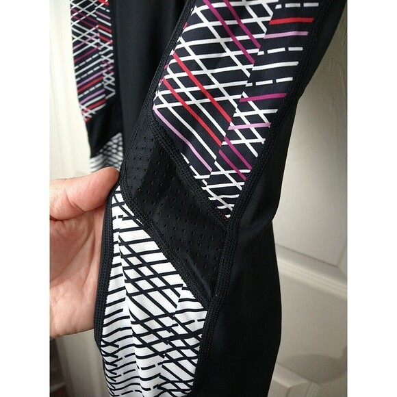 Free2be Black Breathable Leggings Side Multi Color Stripes. Size L - Picture 7 of 13